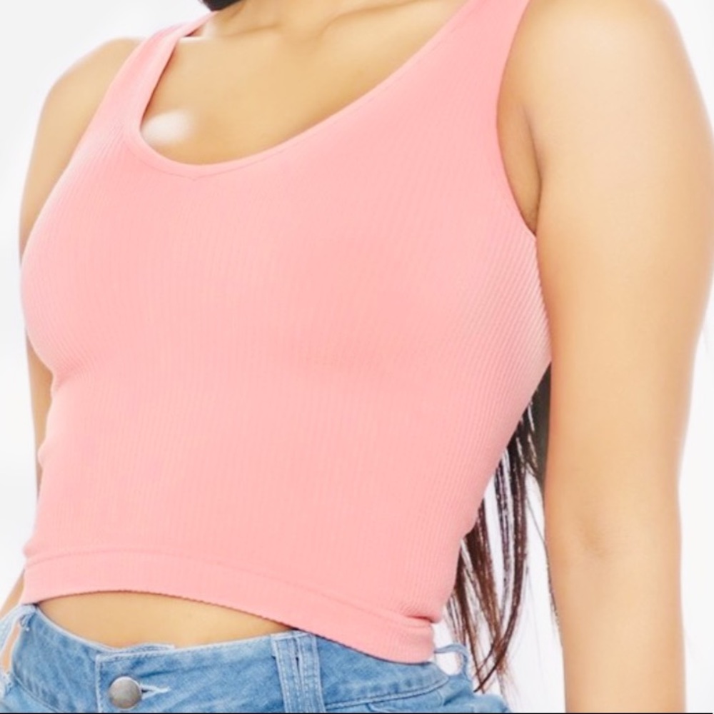 Peach Seamless Ribbed Top